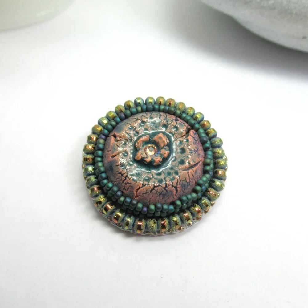 Handmade Cabochon Flower Brooch